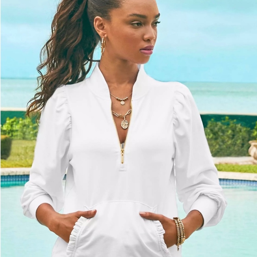 Lilly Pulitzer Cabello Long Sleeve Popover Resort White Size S